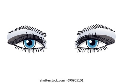 Smoky eyes woman make up. Vector illustration.