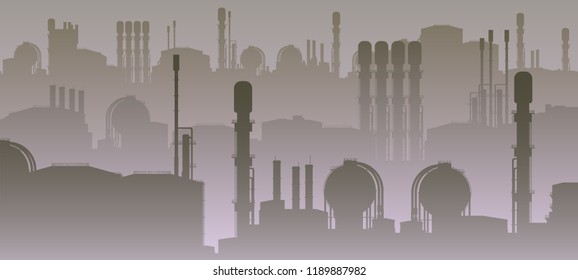 Smoky factory in vector for background.