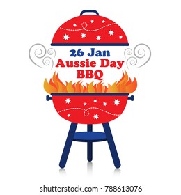 churrasqueira fogo fumegante com design 26 Janeiro Australia Day.