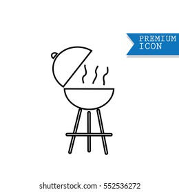 Smoky fiery BBQ grill with 4th July American Independence Day design.