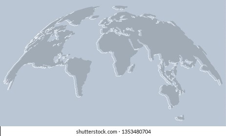 Smoky Globe Map Outline Isolated on Light Blue Background. Vector Illustration