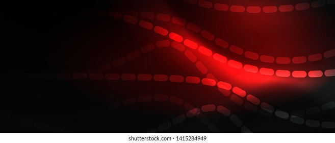 Smoky glowing waves in the dark. Dark abstract background with neon color light and wavy lines