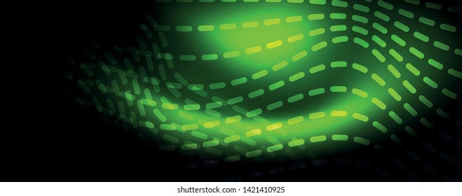 Smoky glowing waves in the dark. Dark abstract background with neon color light and wavy lines
