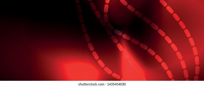 Smoky glowing waves in the dark. Dark abstract background with neon color light and wavy lines