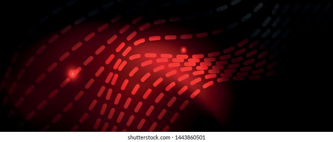 Smoky glowing waves in the dark. Dark abstract background with neon color light and wavy lines