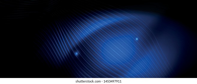 Smoky glowing waves in the dark. Dark abstract background with neon color light and wavy lines