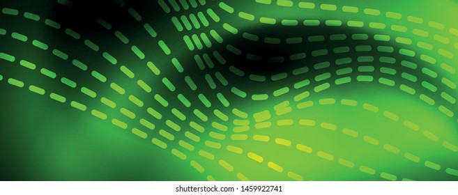 Smoky glowing waves in the dark. Dark abstract background with neon color light and wavy lines