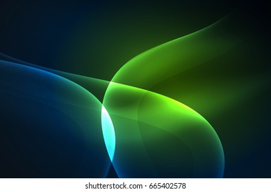 Olas brillantes húmedas en el fondo abstracto oscuro vectorial