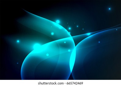 Olas brillantes húmedas en el fondo abstracto oscuro vectorial