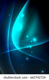 Olas brillantes húmedas en el fondo abstracto oscuro vectorial