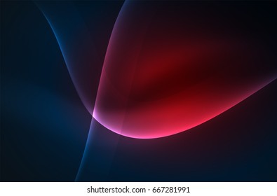 Smoky Glowing Waves In The Dark, Vector Abstract Background