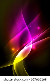 Olas brillantes húmedas en el fondo abstracto oscuro vectorial