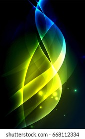 Olas brillantes húmedas en el fondo abstracto oscuro vectorial