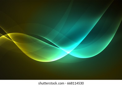 Olas brillantes húmedas en el fondo abstracto oscuro vectorial