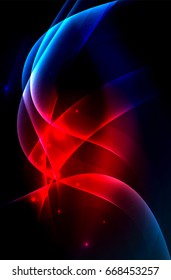 Smoky glowing waves in the dark, vector abstract background