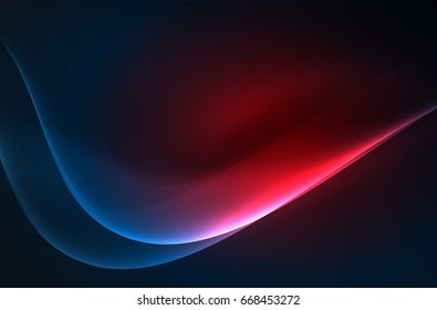 Smoky glowing waves in the dark, vector abstract background