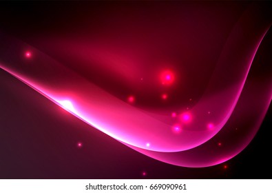 Smoky glowing waves in the dark, vector abstract background