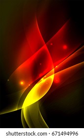 Olas brillantes húmedas en el fondo abstracto oscuro vectorial