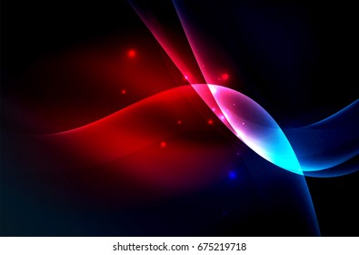 Olas brillantes húmedas en el fondo abstracto oscuro vectorial
