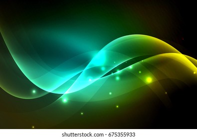 Olas brillantes húmedas en el fondo abstracto oscuro vectorial