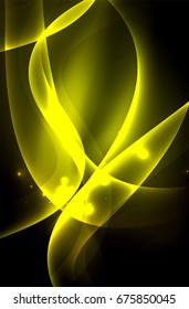 Smoky glowing waves in the dark, vector abstract background