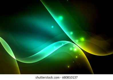 Olas brillantes húmedas en el fondo abstracto oscuro vectorial
