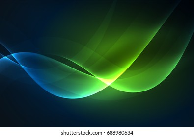 Olas brillantes húmedas en el fondo abstracto oscuro vectorial
