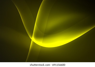 Smoky glowing waves in the dark, vector abstract background