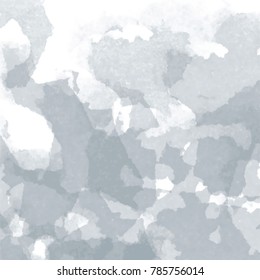 smoky grey watercolor pattern with hard edged overlapping fragments in different shades on white background, vector illustration