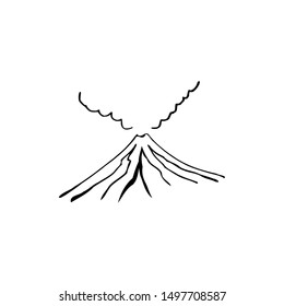 smoky mountain vector, volcanic eruption logo and mountain cloud logos / symbol. this is a natural volcano landscape vector with smoke or cloud. cloudy or smoky volcano or mountain.