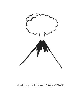 smoky mountain vector, volcanic eruption logo and mountain cloud logos / symbol. this is a natural volcano landscape vector with smoke or cloud. cloudy or smoky volcano or mountain.