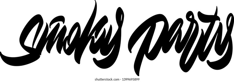 Smoky Party hand drawn vector lettering design. Comics style. Design for t shirt printing Vector Graphic