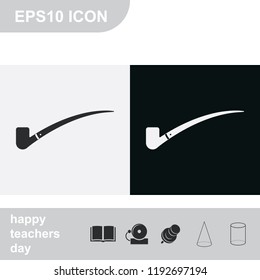 Smoky pipe flat black and white vector icon.