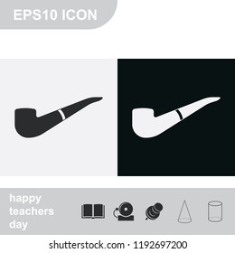 Smoky pipe flat black and white vector icon.