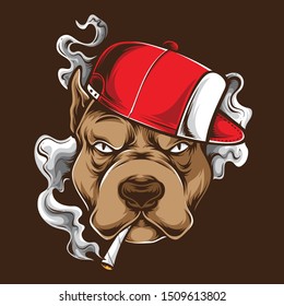 smoky pitbull vector and logo