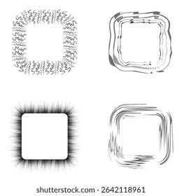 Smoky square shape. Rough border edges. Soft abstract contour. Vector frame design.
