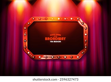 Smoky vector stage interior shining with light from a projector. Vector illustration