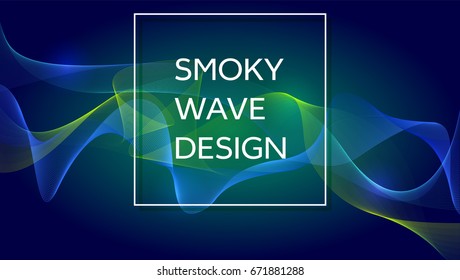 Smoky waves background. Structural curved pattern, flow motion illustration. Horizontally abstract backdrop, template for cover, banner, poster or packaging.