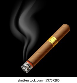 Smoldering Cigar. Vector.