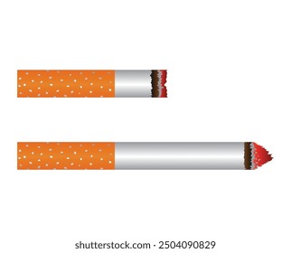 Smoldering Cigarette. Bad habits and nicotine consumption concept vector