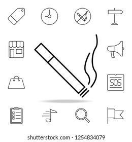 smoldering cigarette icon. Element of simple icon for websites, web design, mobile app, info graphics. Thin line icon for website design and development, app development on white background