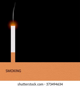 Smoldering cigarette with a smoke. May 31st World No Tobacco Day poster. Poison of cigarette. Vector. Illustration.