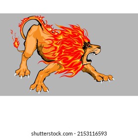 a smoldering lion waiting for prey
