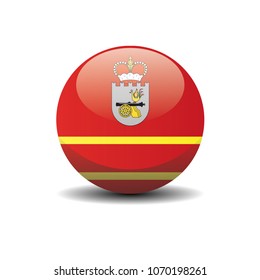 Smolensk Oblast national circle button flag background texture. 3D vector, illustration, symbol federal subject of Russia.
