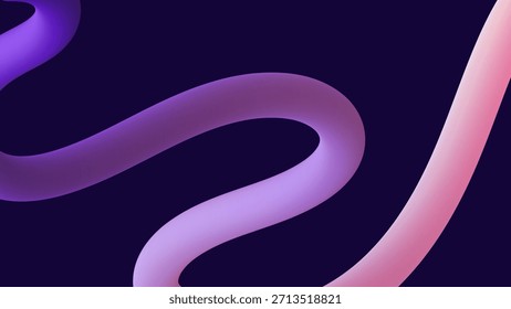 Forma de curva de fluido 3D suave com tubo de gradiente rosa e violeta para o fundo de design moderno