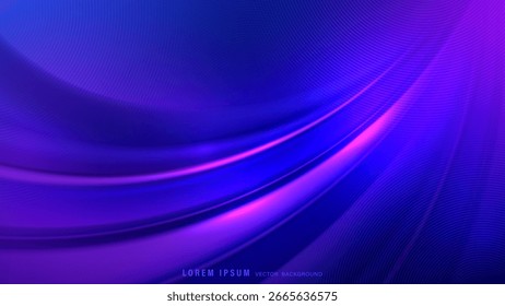 Smooth abstract background with flowing curves and soft gradients in purple and blue, featuring pattern of tiny concentric lines. Vector illustration