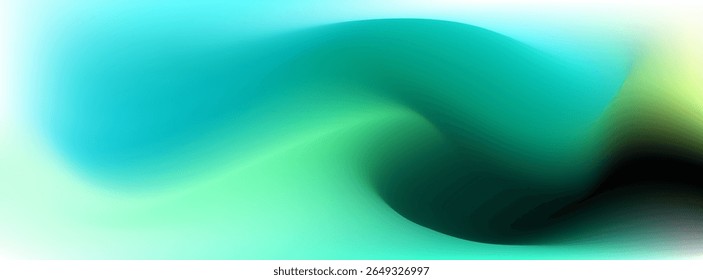 Smooth abstract background with teal, aqua, and green gradient flows. Features soft curves and a subtle blend of light and dark tones, ideal for modern, elegant designs or tech visuals. Illustration.
