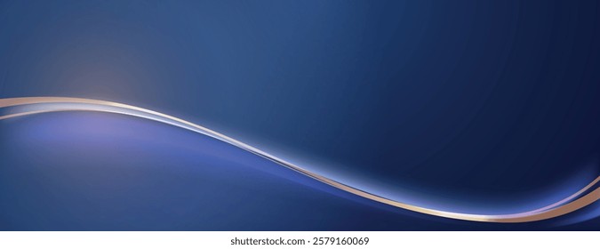 A smooth, abstract blue background with a wavy line. The blue background has a soft gradient and sleek texture. Gradient wave background vector. Blue background.