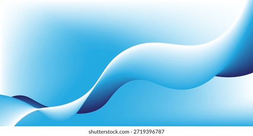 Vector azul abstracto liso y líneas brillantes onduladas blancas sobre un fondo azul. Diseño del Vector