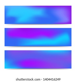 Smooth abstract blurred gradient blue banners set. Abstract Creative multicolored background. Vector illustration